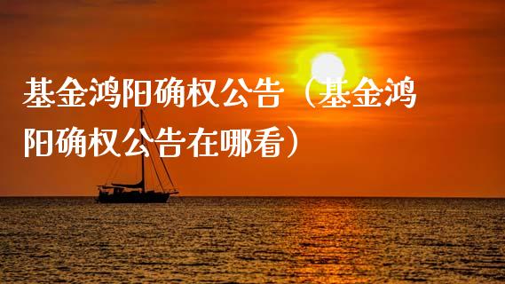 基金鸿阳确权公告（基金鸿阳确权公告在哪看）_https://www.qdlswl.com_基金_第1张