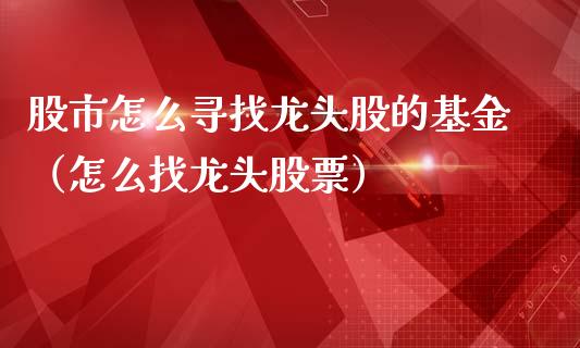 股市怎么寻找龙头股的基金（怎么找龙头股票）_https://www.qdlswl.com_理财_第1张