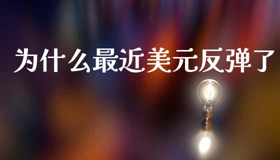为什么最近美元反弹了_https://www.qdlswl.com_股票_第1张