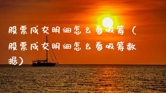 股票成交明细怎么看吸筹（股票成交明细怎么看吸筹数据）_https://www.qdlswl.com_股票_第1张