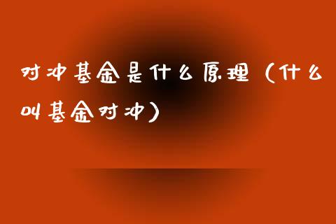 对冲基金是什么原理（什么叫基金对冲）_https://www.qdlswl.com_理财_第1张