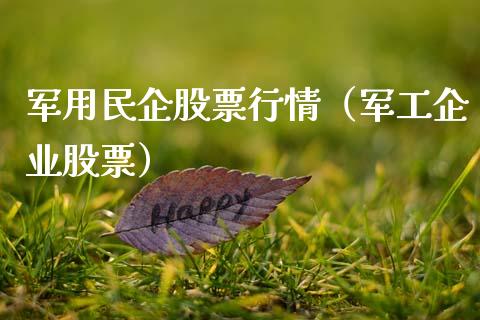军用民企股票行情（军工企业股票）_https://www.qdlswl.com_外盘_第1张
