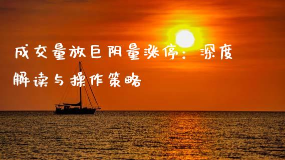 成交量放巨阴量涨停：深度解读与操作策略_https://www.qdlswl.com_外盘_第1张