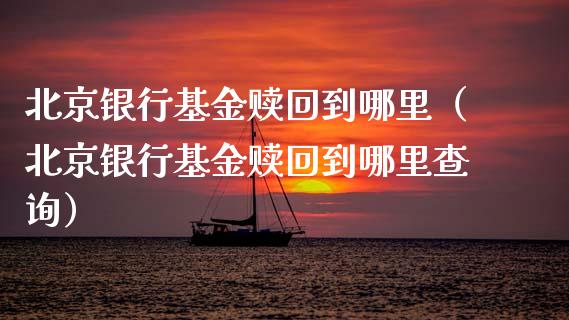 北京银行基金赎回到哪里（北京银行基金赎回到哪里查询）_https://www.qdlswl.com_理财_第1张