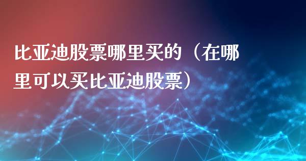 比亚迪股票哪里买的（在哪里可以买比亚迪股票）_https://www.qdlswl.com_外盘_第1张