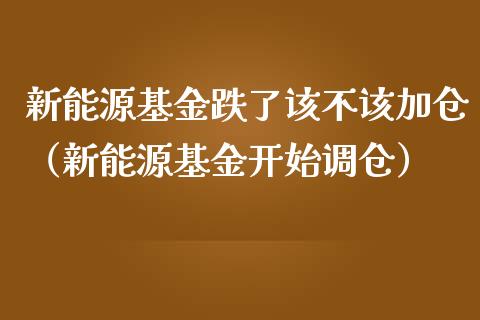 新能源基金跌了该不该加仓（新能源基金开始调仓）_https://www.qdlswl.com_理财_第1张