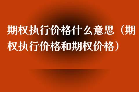 期权执行价格什么意思（期权执行价格和期权价格）_https://www.qdlswl.com_期货_第1张