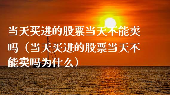 当天买进的股票当天不能卖吗（当天买进的股票当天不能卖吗为什么）_https://www.qdlswl.com_内盘_第1张