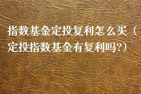 指数基金定投复利怎么买（定投指数基金有复利吗?）_https://www.qdlswl.com_理财_第1张