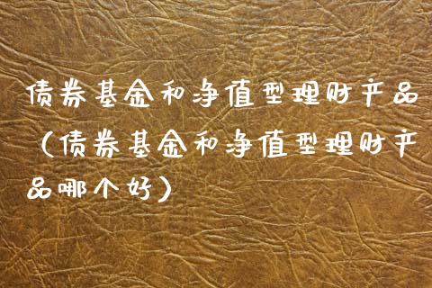 债券基金和净值型理财产品（债券基金和净值型理财产品哪个好）_https://www.qdlswl.com_理财_第1张
