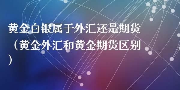 黄金白银属于外汇还是期货（黄金外汇和黄金期货区别）_https://www.qdlswl.com_期货_第1张